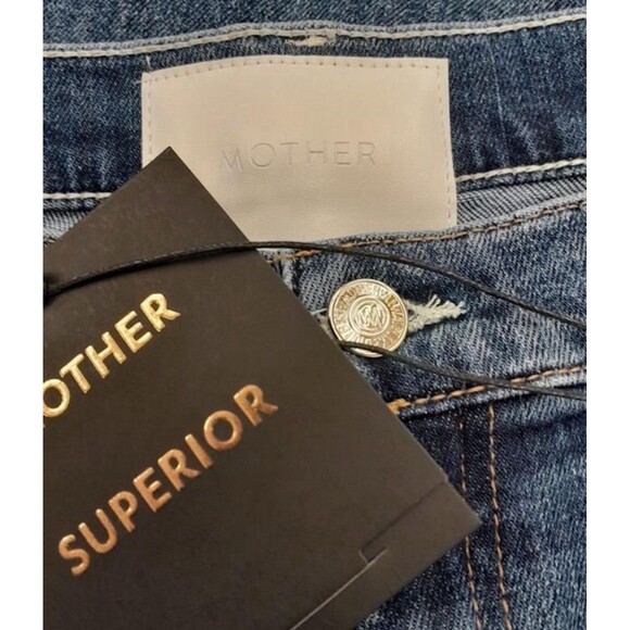 NWT Mother Superior Insider Crop Step Fray Size 30 Blue Straight Leg Jeans NEW - Picture 4 of 12